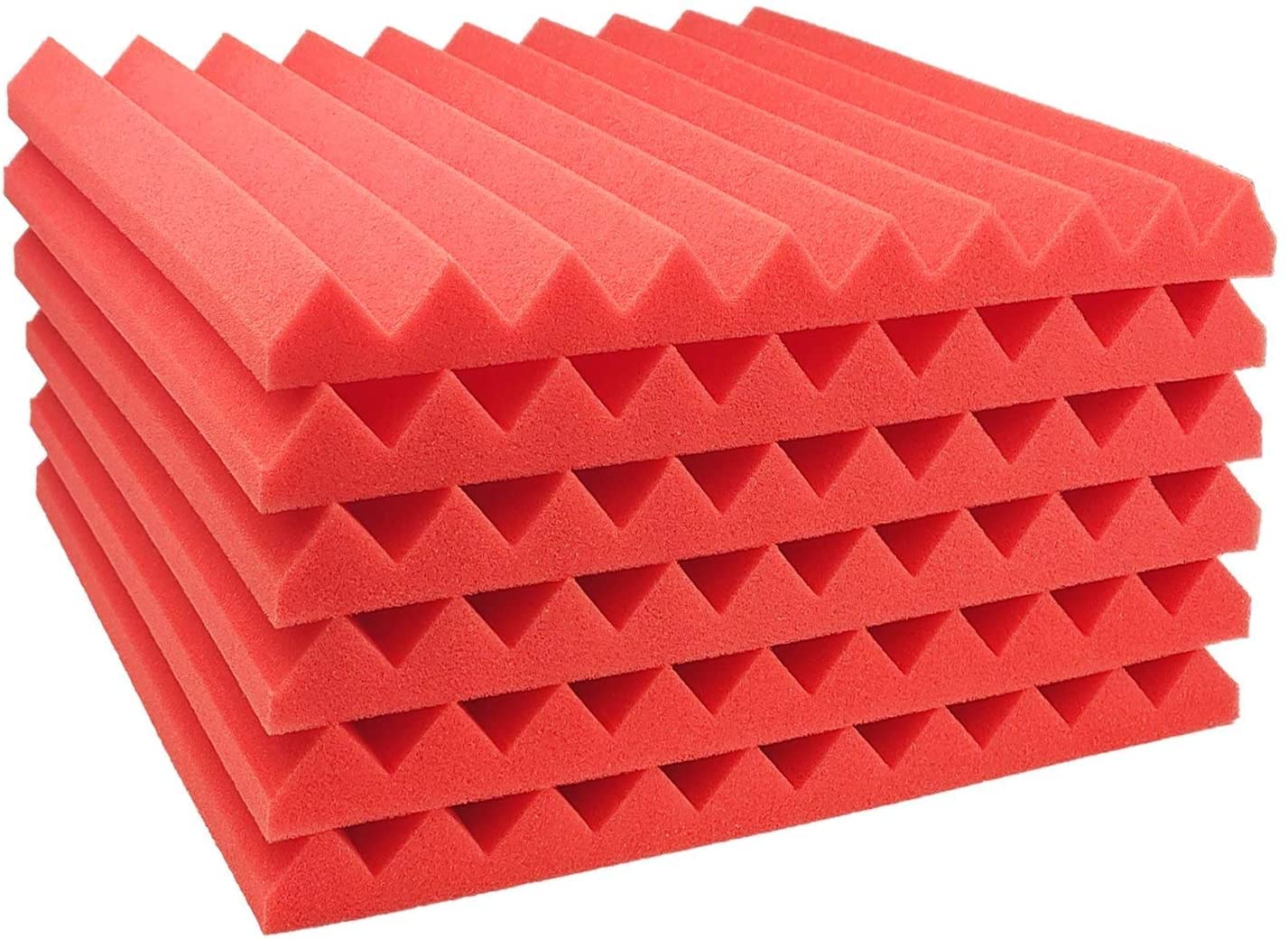 JBER 12 Pack Acoustic Foam Panels, 1'' X 12'' X 12'' Studio Soundproof Wedge-Shaped Fireproof Soundproof Liner Acoustic Treatmen